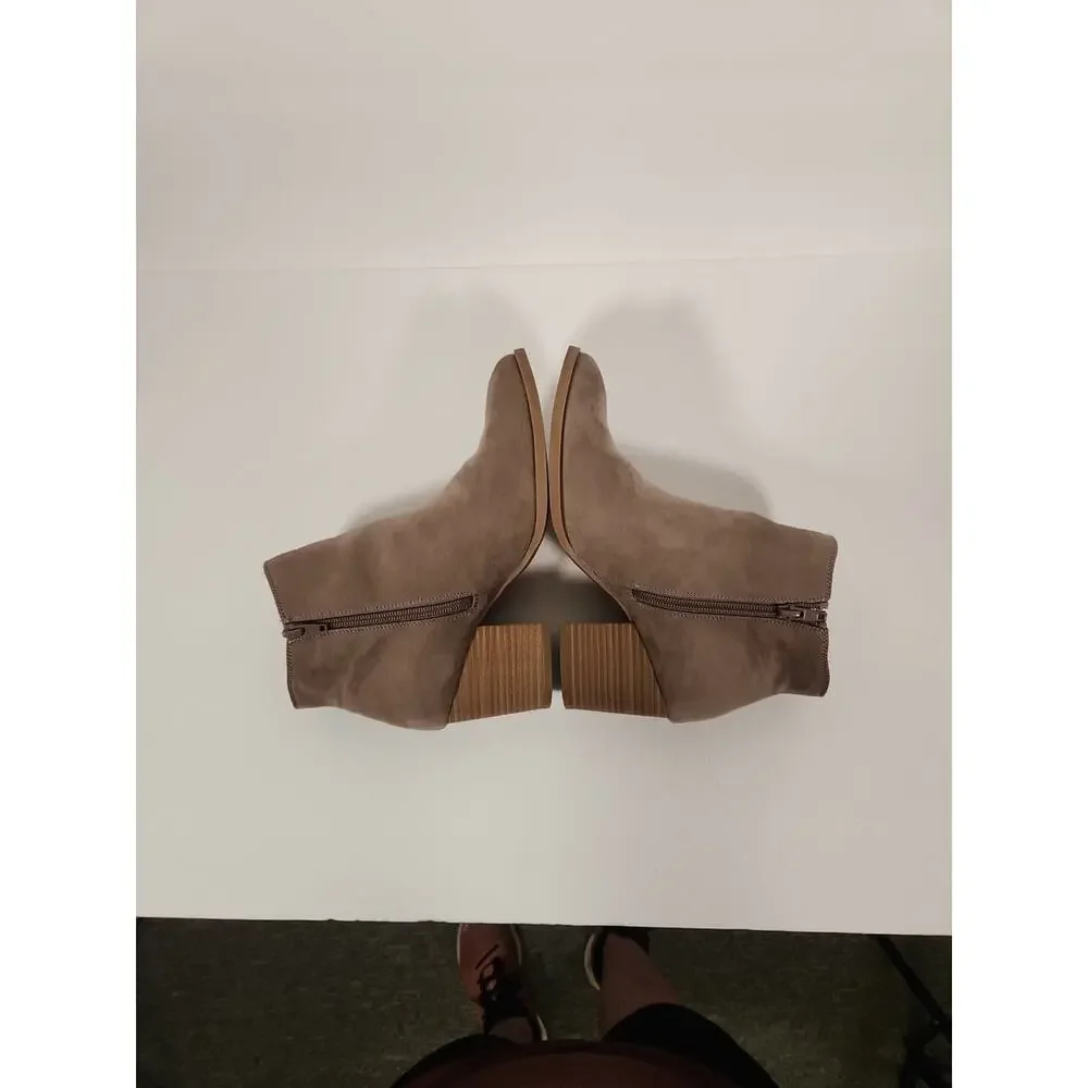 LC LAUREN CONRAD Ankle Boot Womens 7.5M Tan Faux Suede Boho Western Cowgirl